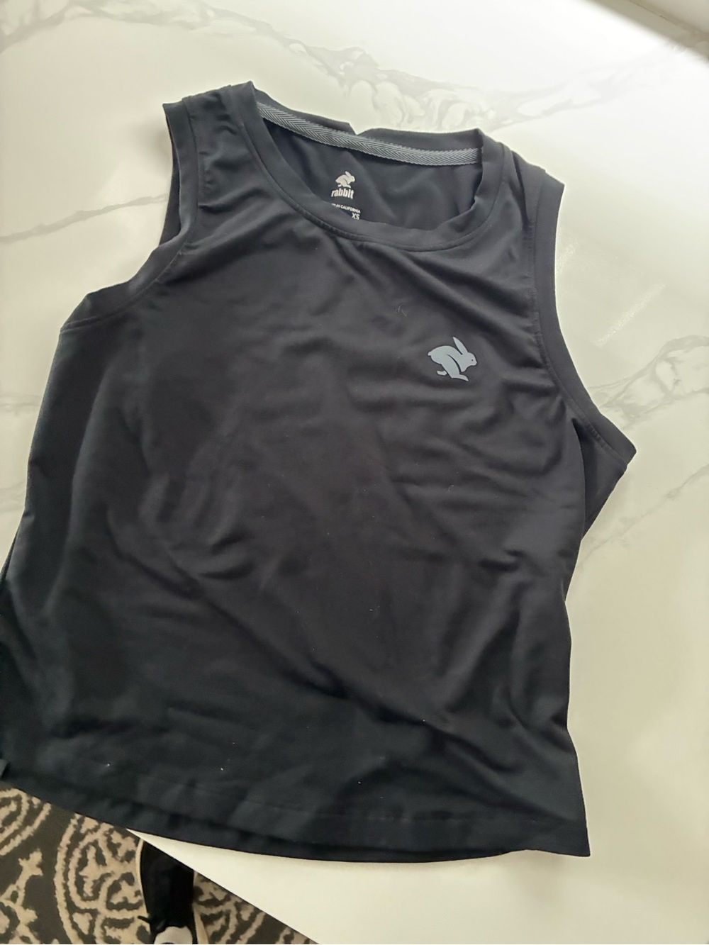 rabbit Black EZ Crop Tank with Rabbit Logo